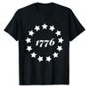 Vintage 1776 Circle 13 Stars Print Tshirt Patriotic Usa Graphic Short Sleeve Casual Outdoor Holiday Daily Wear Tee Fashion Trend