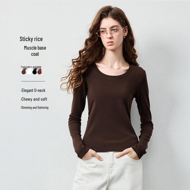 Chuyu Women s U-Neck Wool Blend Long-Sleeve T-shirt L