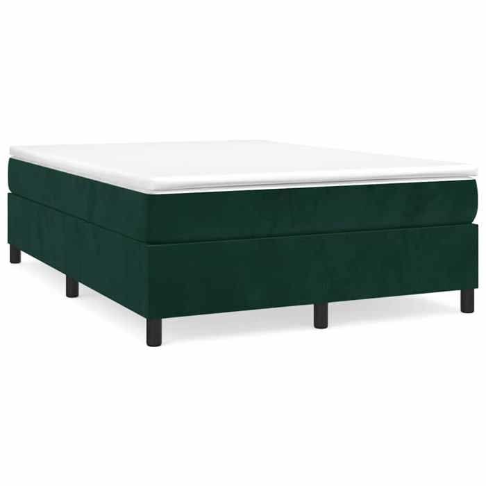 Cadre de lit avec matelas - Maison Exclusive - Velours - 140x190cm - Vert foncé - 2 places