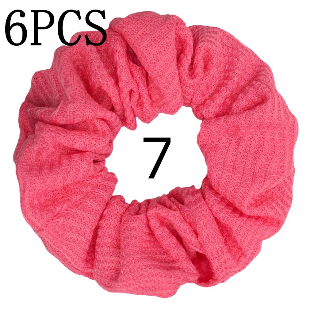 6pcs/lot Candy Color Scrunchies Elastic Hair Band Women Girls Ponytail Holder Rubber Accessories Waffle fabric