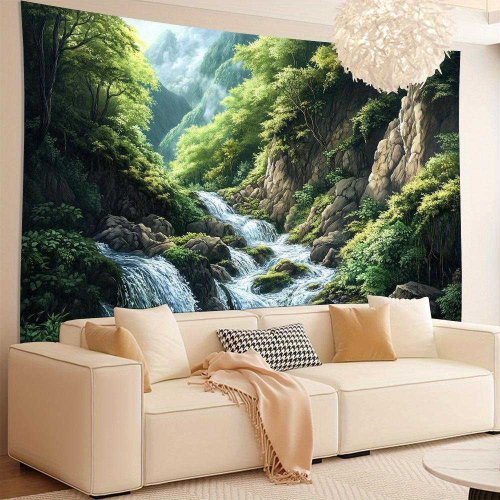 Mountain Forest Waterfall Theme Digital printing polyester wall hanging tapestry decorative Living room bedrooms background gift
