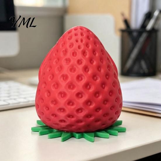 Personalized Gifts for Colleagues 3D Printed Articulated Strawberry Storage Box, Cute Figurine with Funny Desktop Ornaments Movable Limbs, Mini
