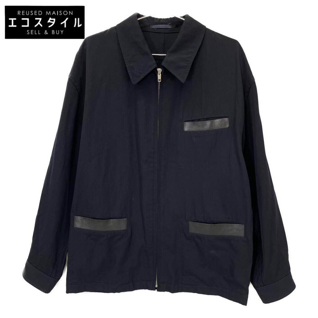 COMMEdesGARCONS HOMME 95AW HJ-040700 Navy Wool Cow Leather Pocket Zip Jacket Jacket M blackUsed