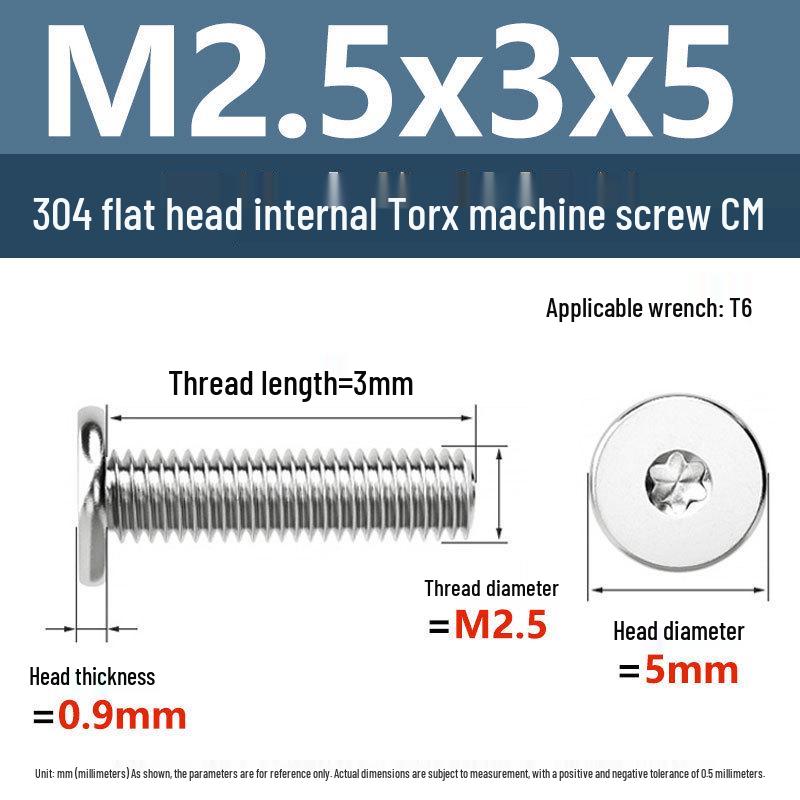 Yigu 304 Stainless Steel Thin Flat Head Torx Screw M2-M8 for Computer Machines