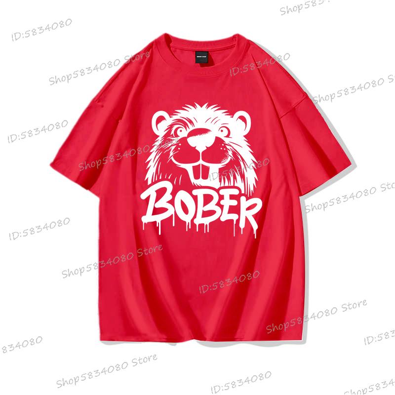 Hot Sales Cotton Bober Funny Meme Graphic T Shirts Harajuku Y2k Tees Tops Bobr Kurwa Print Unisex Fashion Casual Tshirts Y2k Top