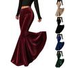 Women's High Waist Flared Pants, Elastic Waist Color Loose Casual Trousers