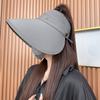 New Summer Women Sun Hat Large Brim Empty Top Ponytail Cap UV Protection Easy Storage Sunscreen Visors for Outdoor Travel