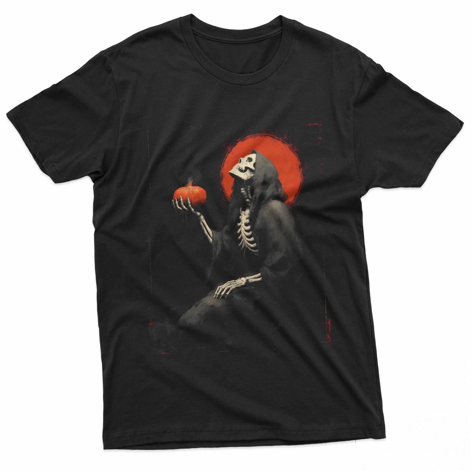 Crimson Halo Reaper Halloween Portrait T-Shirt M