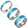 2PCS Stainless Steel Stainless Steel Wedding Ring Blue Opal Inlay Men Wedding Band  Wedding Ceremony