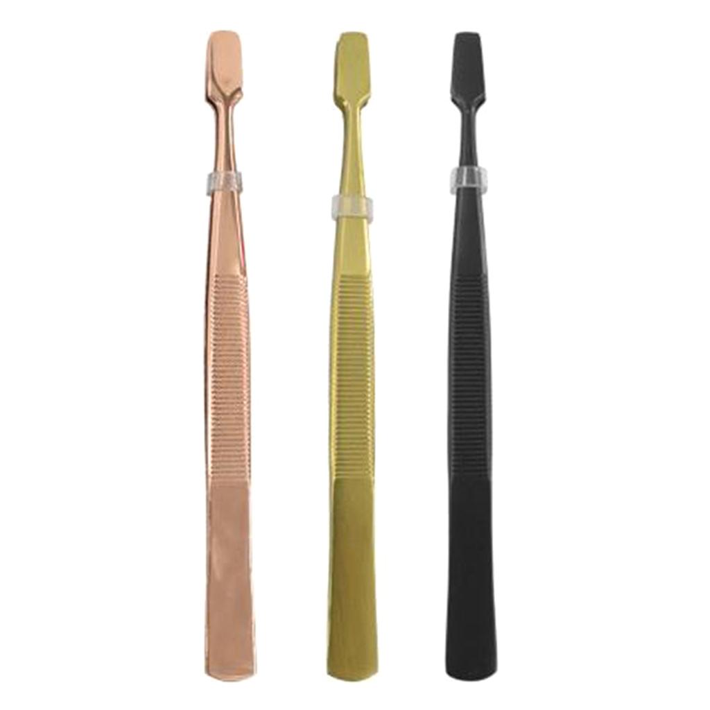Eyebrow Tweezer Slant Flat Tip Closed Clamp Face Eye Hair Remover False Eyelash Extension Eyelid Sticker Applicator
