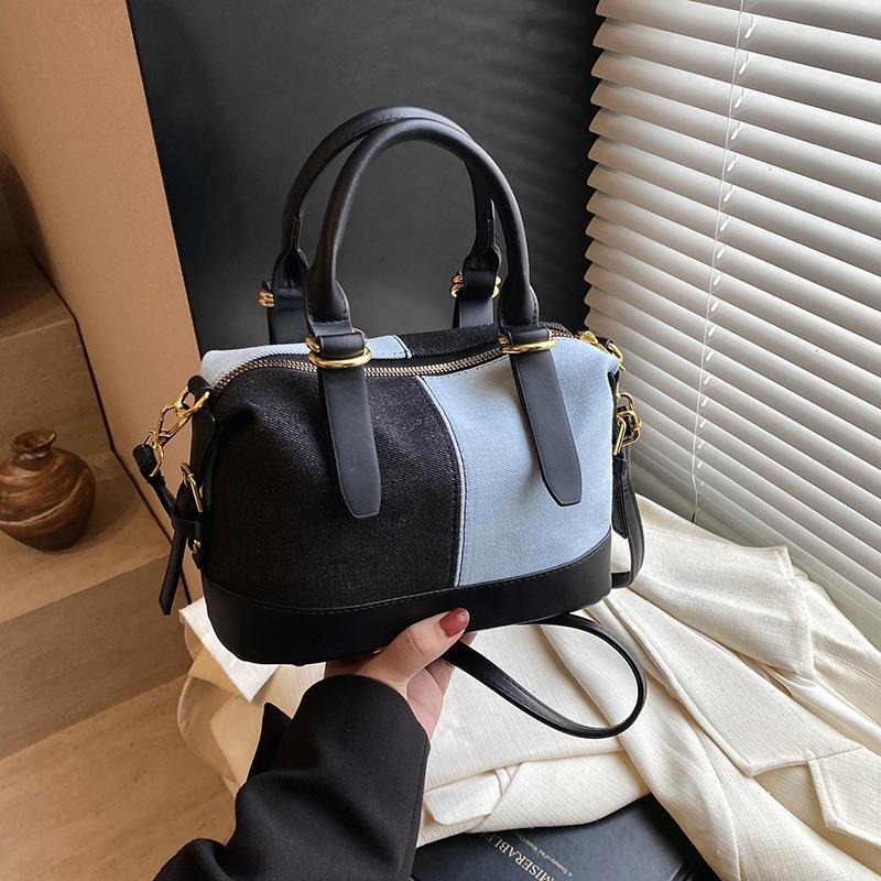 Denim Bag Women's New Popular Casual Versatile Hand Bag Contrasting Color Fashion Shoulder Messenger Bag