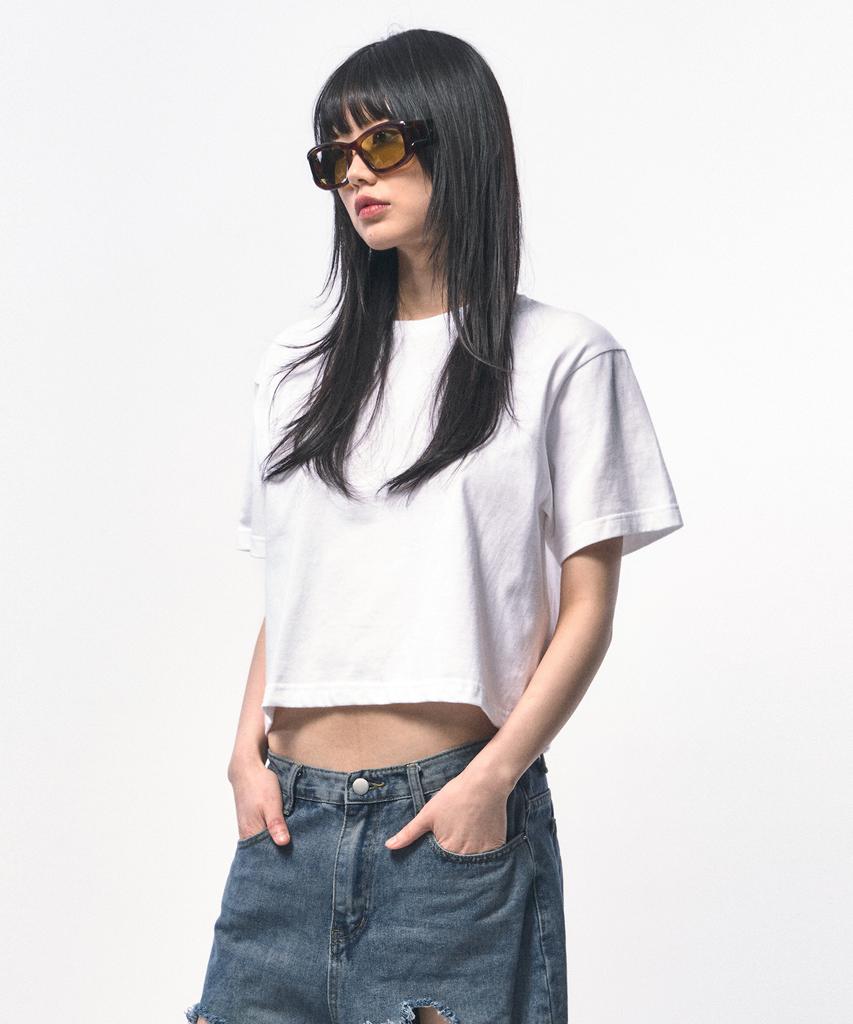 C WEAR BY THE GENIUS Oversized Crop T-Shirt White