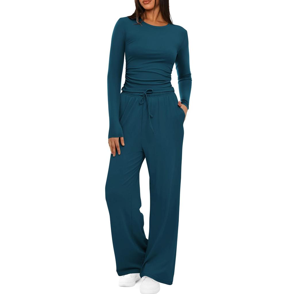 Women's Fashion Solid Color Round  Neck Sleeveless Top Casual  Pants Set