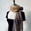 Winter Furry Plush Collar Scarf Women Warm Shawl Wrap Scarves with Silk Ribbon Leopard Pattern Patchwork Neckerchief