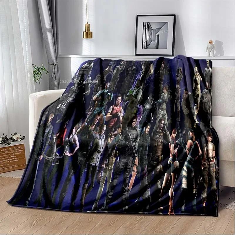 R-Resident Evil Game Gamer Soft Plush Blanket Leon Ada Red Umbrella Blanket for Living Room Bedroom Bed Sofa Picnic Office Cover