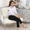 Fleece-Lined White Long-Sleeve Shirt for Women - Korean Slim Fit, Warm and Thickened for Autumn/Winter.