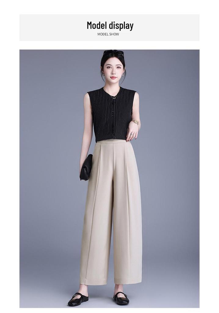 Spring 2026 Elegant Casual High Waist Wide Leg Pants for Middle-Aged and Elderly Women