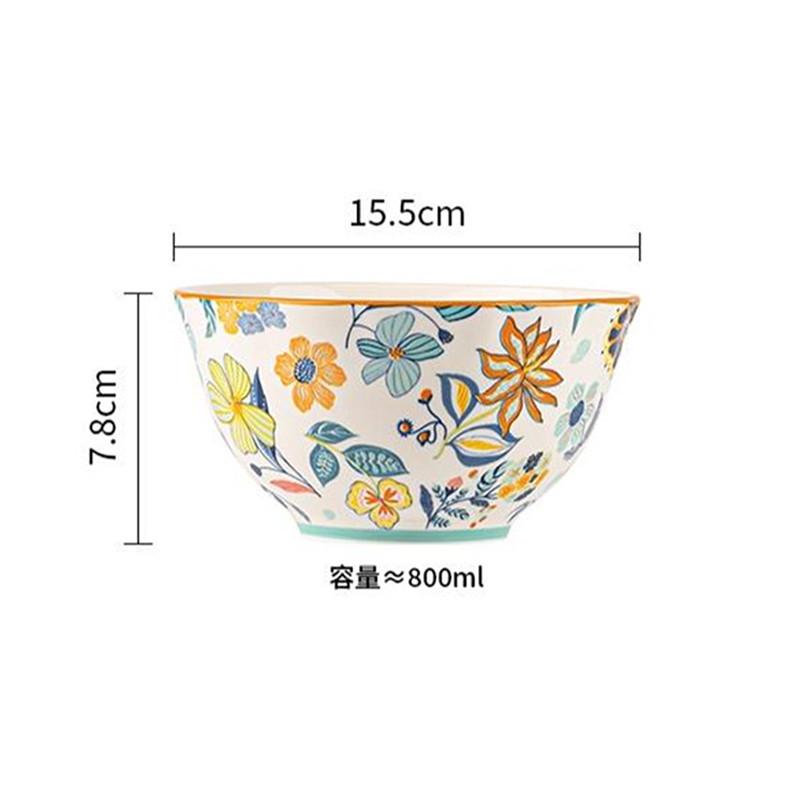 Flower Pattern Ceramic Plates Home Porcelain Tableware Exquisite Fruit Salad Plates Kitchen Accessories Dinner Plates and Dishes