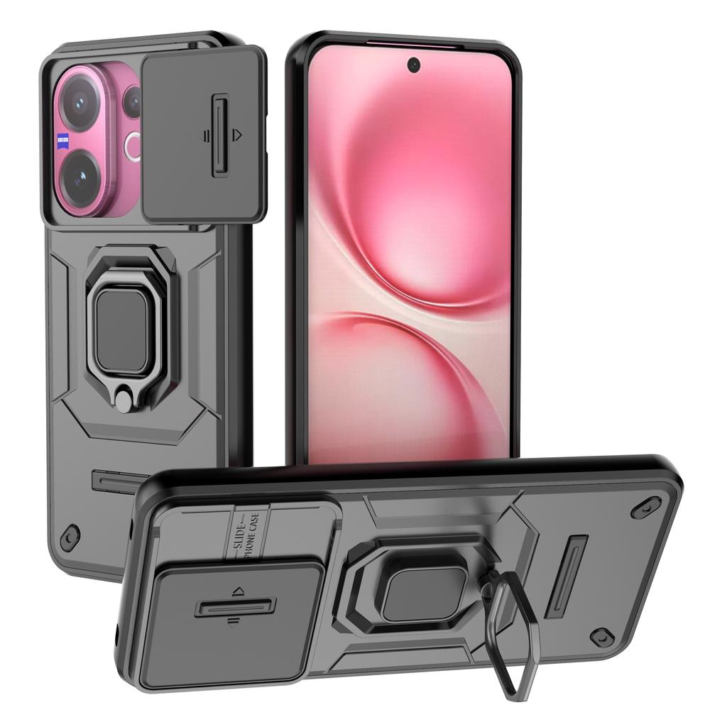 For vivo V60 5G Case PC+TPU Kickstand Phone Protector with Lens Cover
