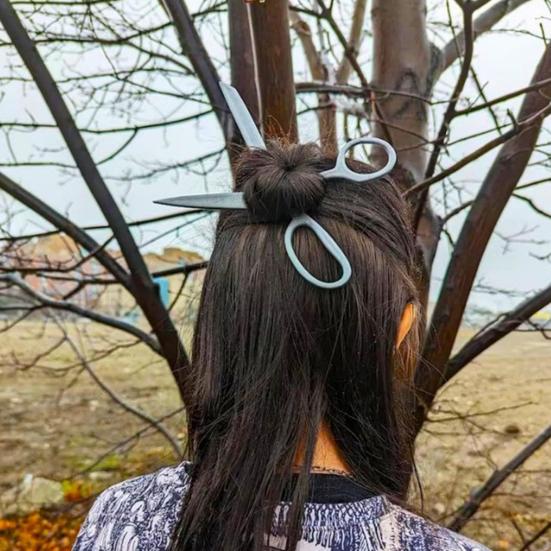 1 Set Scissors Shape Hair Stick Ladies Metal Hairpins Hairstyles