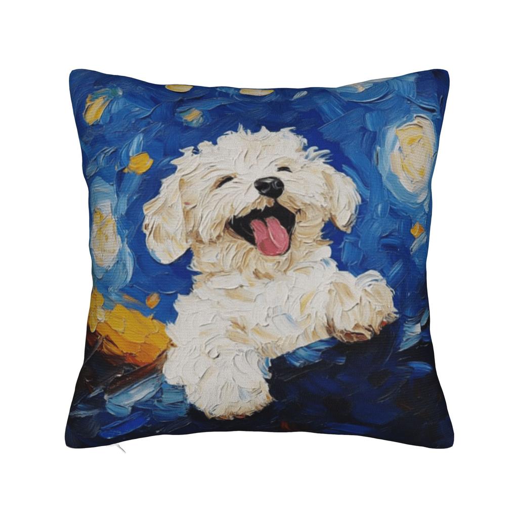 Cute Bichon Frise Pillow Cover Comfy Cushion Cover Funny Pillow Case For Sofa Home Decor