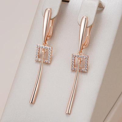 Golden Long Tassel Hollow Square Zircon Earrings for Women Geometric Personality Jewelry Party Accessories