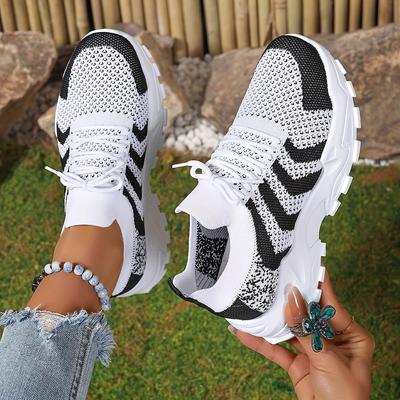 Women's Stylish Mesh Sports Shoes, Casual Colorblock Low-top Platform Sneakers, Breathable Lightweight Comfortable Outdoor Shoes