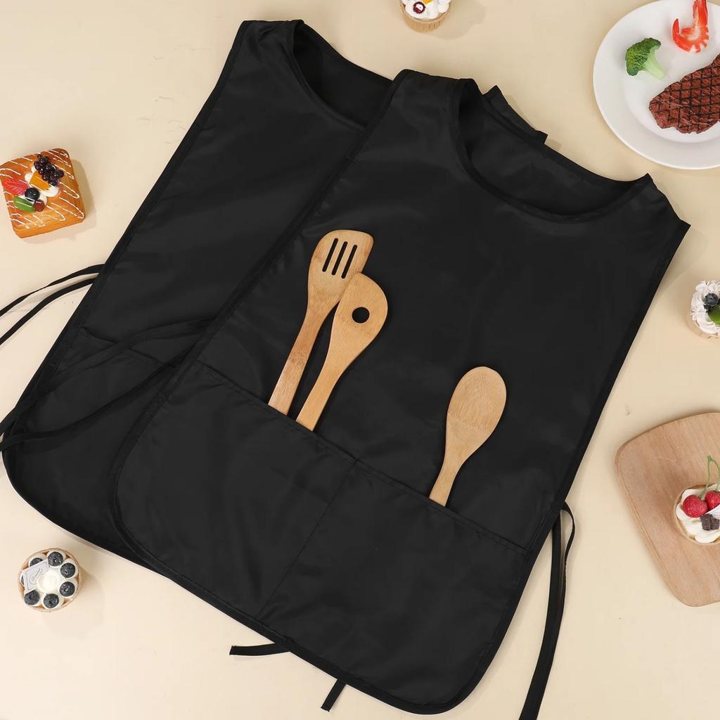 2-piece Unisex Cobbler Apron with 3 Pockets and Adjustable Drawstring Waist, Lightweight for Kitchen, Hair Salon, or Gardening