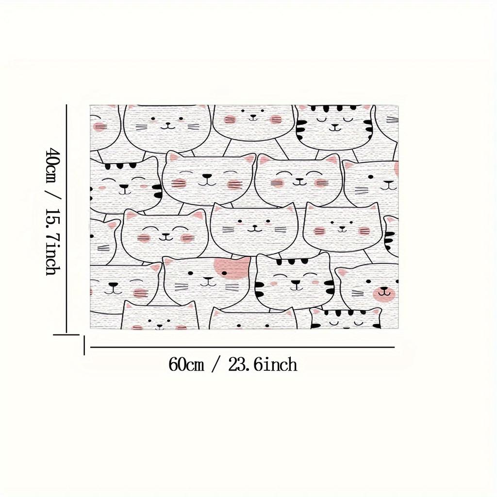 1pc Whisker Wonders Cat Face Pattern Door Mat, Polyester Non-Slip Washable Entrance Rug for Kitchen, Bedroom, Bathroom, Living