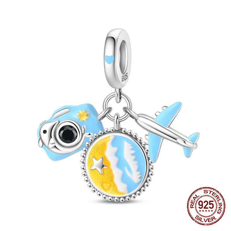 New 100% Copper Summer Coconut Beach Travel Ai Robot Charms Fit Originalbracelet Diy Jewelry Making Women Gift