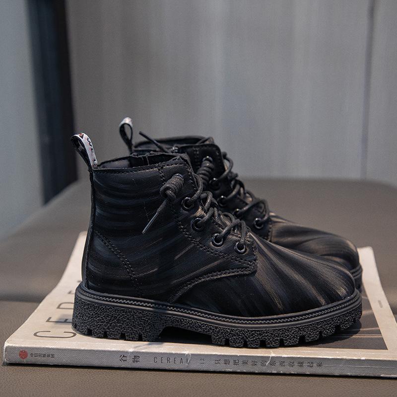 

Girls winter new Martin boots leather surface waterproof winter warm large cotton medium and older children soft sole comfortable girls leather boots 37 inner length about 236mm