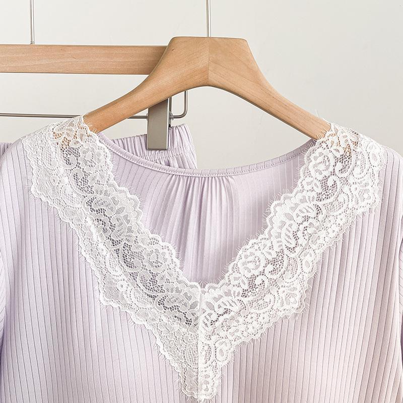 Girly Summer Pajama Set: Two-Piece Lace Home Wear, Short Sleeves & Pants, Chest Pads, Casual & Outdoor Wear
