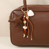Bag Charm Keychain With Star Pendant Beaded Cord and Gold Tone Detail for Keys Daily Bags Purse Decoration and Daily Carry Styling Use