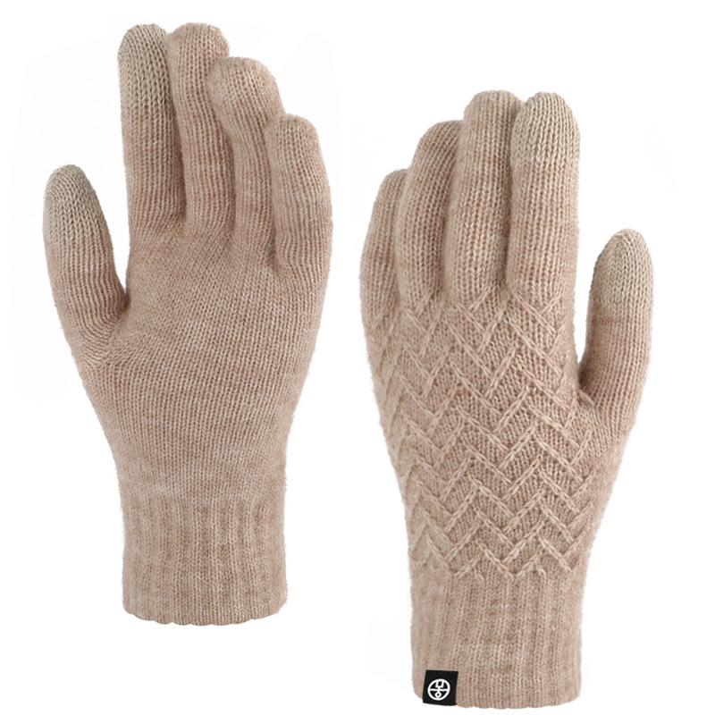 

Double-layer fleece thickened thermal gloves adult knitted gloves cycling outdoor cold-proof touch screen winter gloves One Size