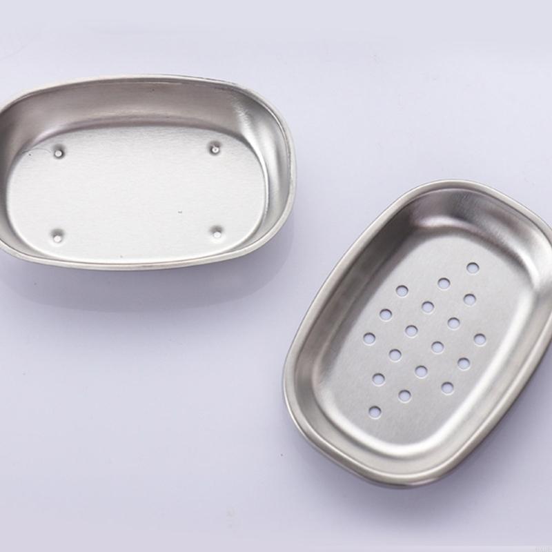 Stainless Steel Soap Dish Holder Double Layer Designs Portable Storage Box Soap Organized for Bathroom and Kitchen 6XDE