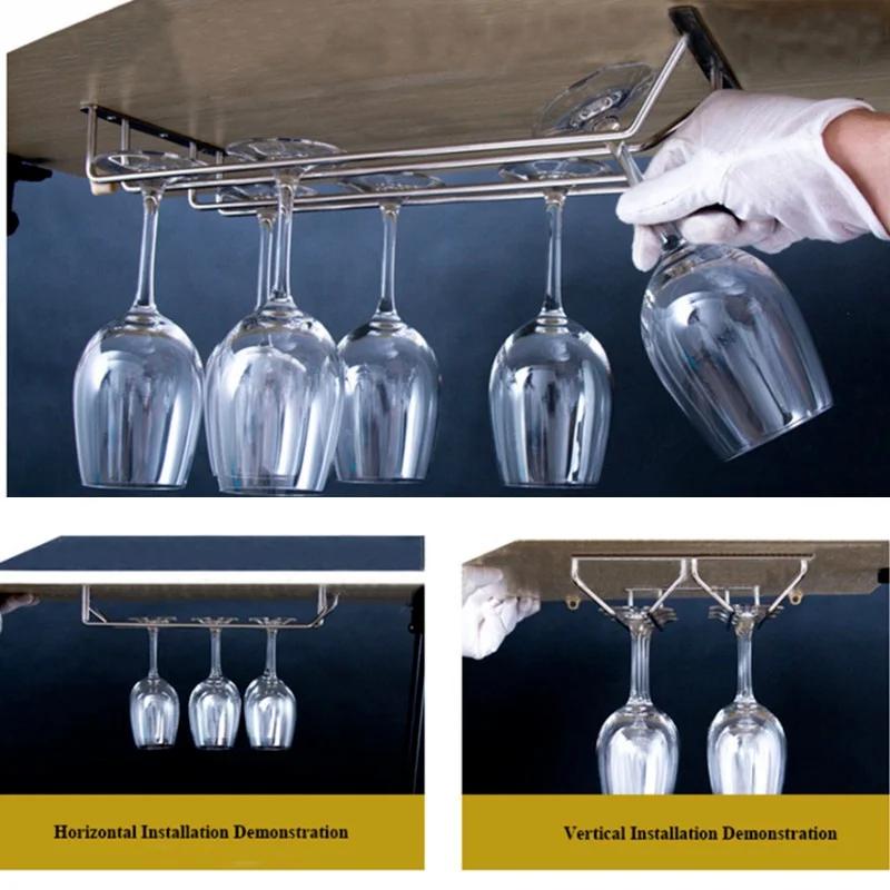 304 Stainless Steel Wine Rack Glass Holder Multiple Size General Holder Hanging Bar Shelf Kitchen/Restaurant Wine Glass Storage