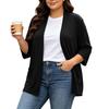 Women's Plus Size Cardigan Top Color 3/4 Sleeve Casual Everyday Wear