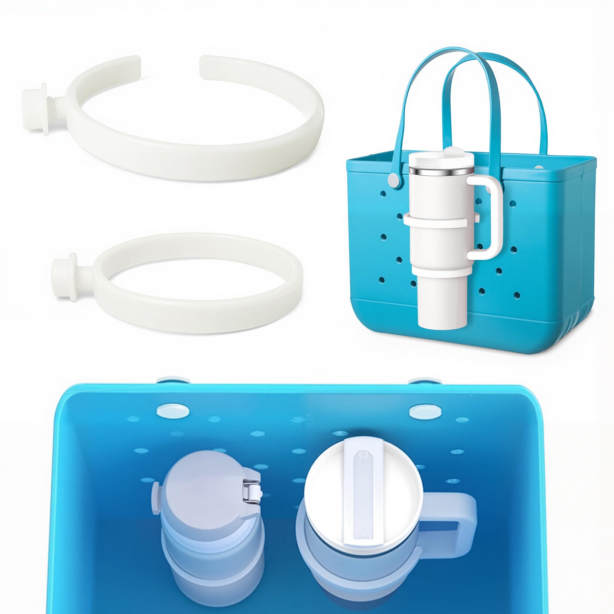 Beach Bag Cup Holder Compatible with Bogg Bag 2 Pack Cup Holder Insert Drink Holder Attachment Compatible with Bogg Bags белый