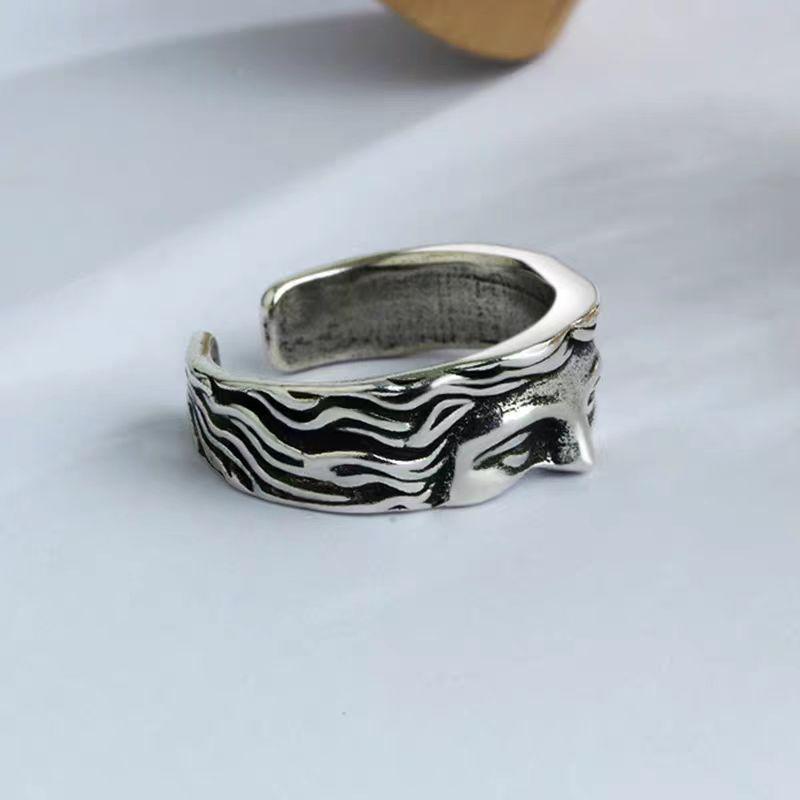 European-American Creative Venus Retro Thai Silver Adjustable Mask Ring