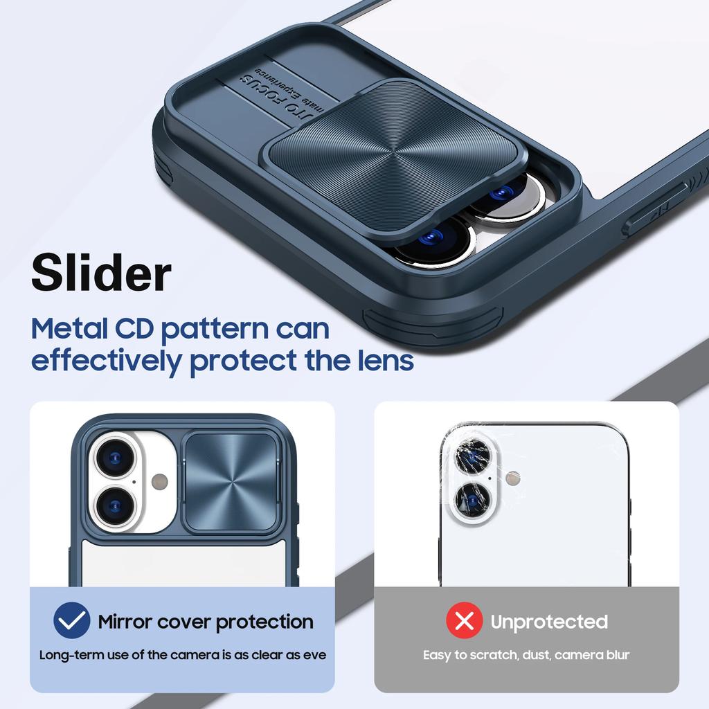 Luxury Crystal Clear Slide Camera Protection Case for IPhone 16 Pro Max 15 14 13 Plus Mini Acrylic Hard Transparent Back Cover