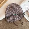 Korean Version Autumn and Winter Hat Women's Retro Versatile Ethnic Style Beaded Head Hat Big Head Circumference Warm Knitted Wool Hat