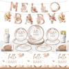 Bohemian Floral Party Supplies 2025: Disposable Tableware, Banner, Tablecloth, Cake Decorations