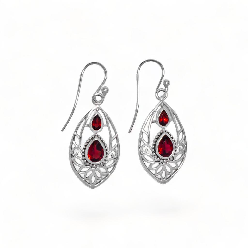 Blue Topaz Sterling Silver Earrings: Filigree Gemstone Jewelry