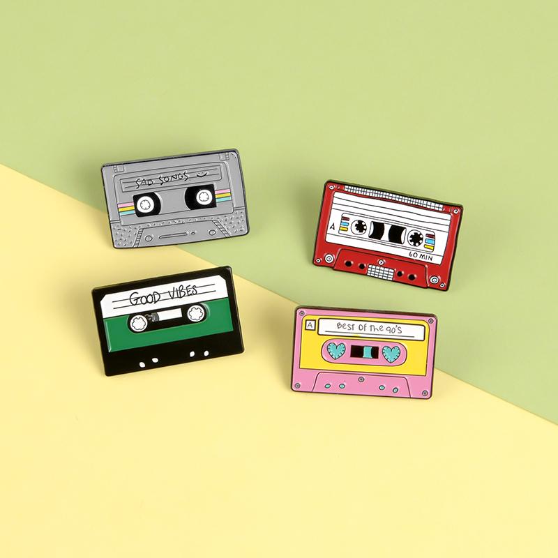 90's Music Tape Enamel Pin Vintage Nostalgic Best Song Brooches for Bag Clothes Lapel Pin Old-school Badge Jewelry Gift Friends