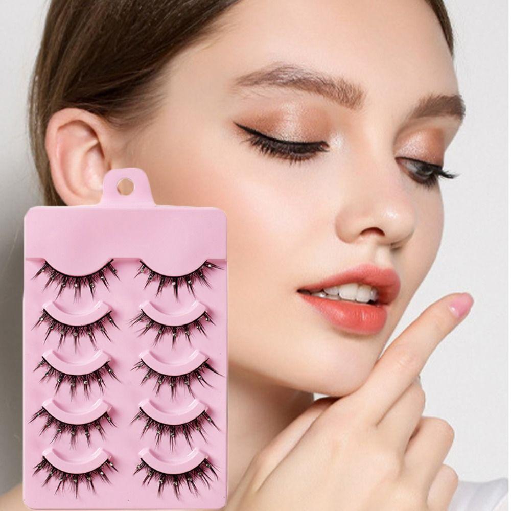 

Women Beauty Glitter Diamond Manga Lashes False Eyelashes Little Devil Thick Long Eye Lashes