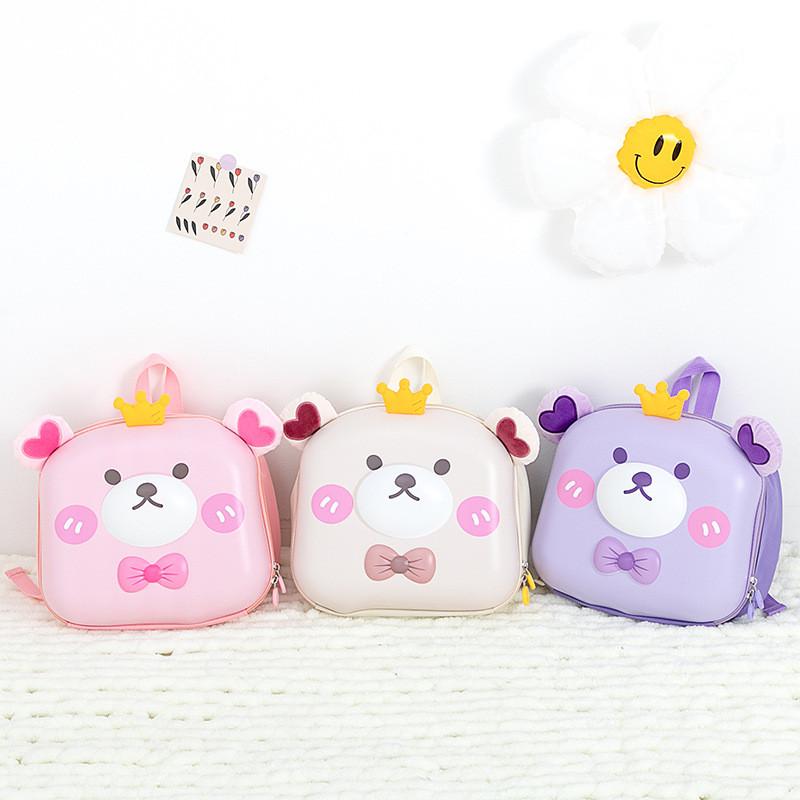 Crown Bear Print Toddler Backpack Kids Schoolbags Lightweight Outdoor Gifts