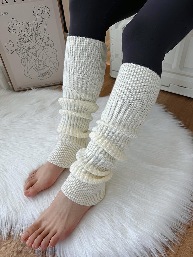 Long Socks For Women Stirrupped Leg Warmers Autumn Winter Over Knee Boot Cuffs Girl Knitted Over-the-calf Leggings Socks
