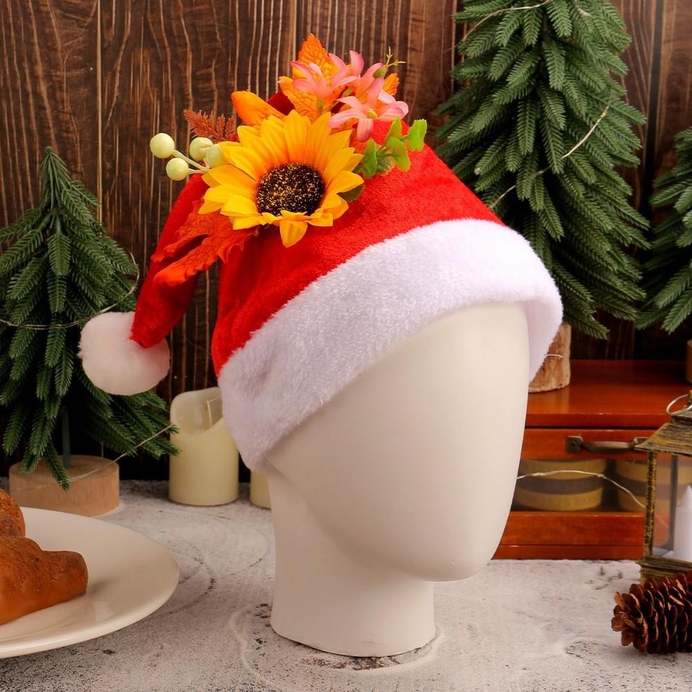 Snowflake Santa Claus Hat Flower Xmas Cap Sweet Plush Christmas Hat New Year