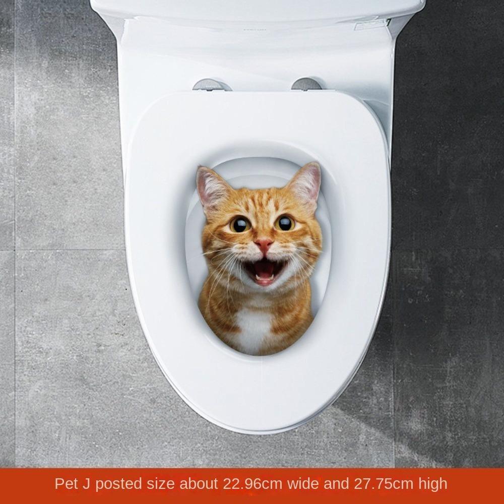 3D Katze Hund Wandaufkleber PVC Toilettensitz Aufkleber Lustige Toilettenaufkleber Heimdekoration