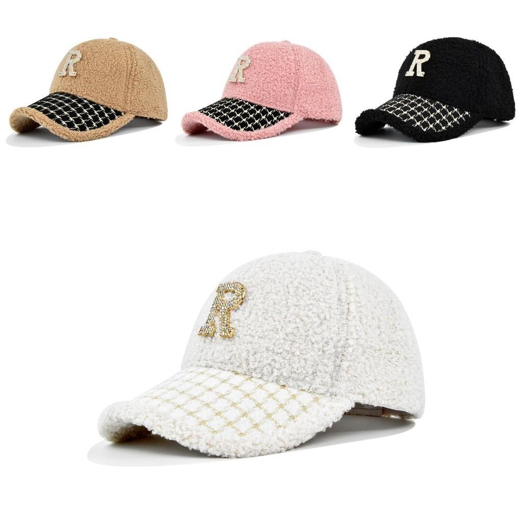 Fashionable Metal Studs Embroidered Baseball Cap Teddy Fleece Sun Hat Wholesale